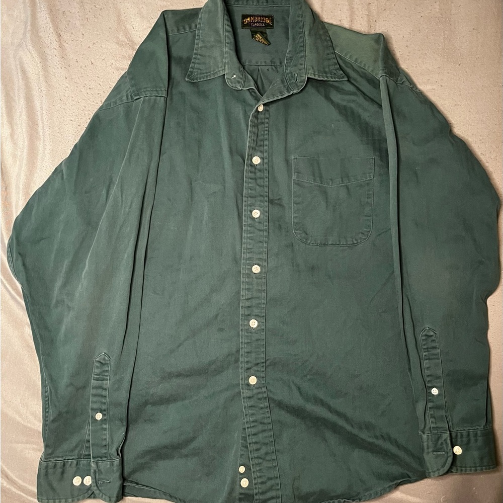 Cambridge Classics Green Cotton Button Up
